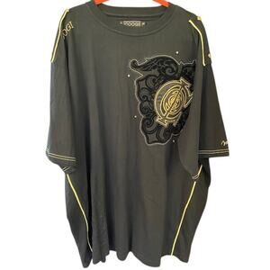 Coogi Men's 4X Short Sleeve Shirt Black Gold accents Embroidery Beads